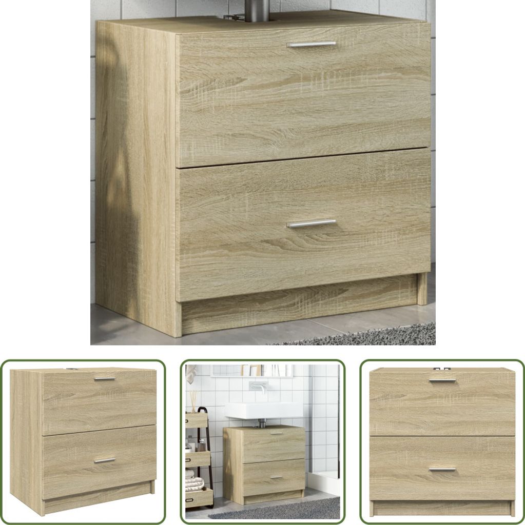 The Living Store Waschbeckenunterschrank Sonoma-Eiche 59x37x59 cm Holzwerkstoff