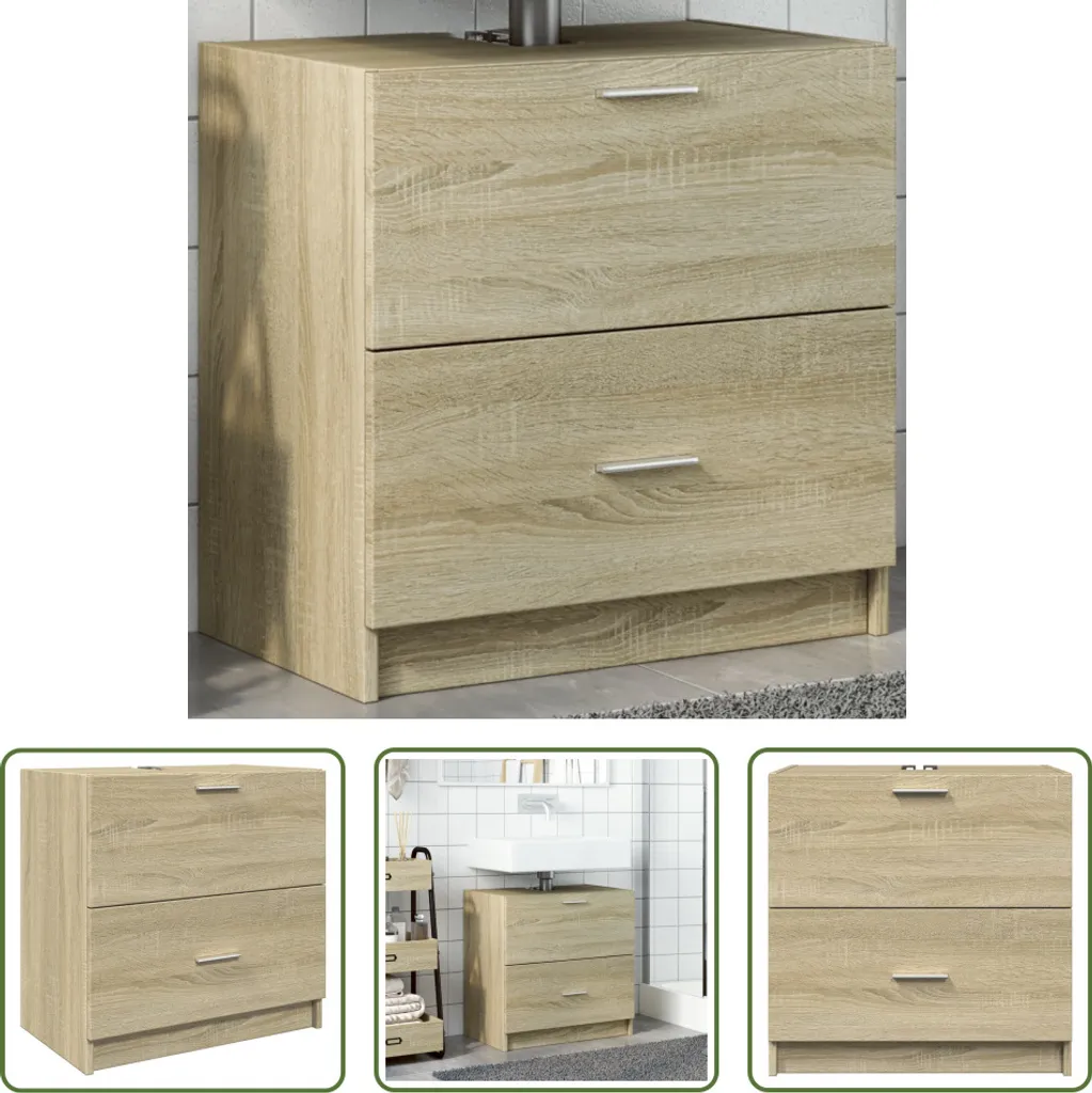 Arredo Bagno Sonoma Rovere 59cm - Mobile Lavabo Moderno The Living Store