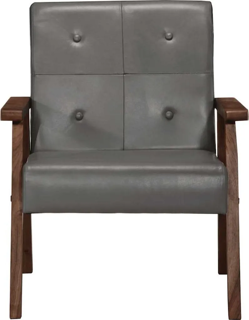 vidaXL Fauteuil Gris en Cuir Véritable - Siège de Salon Design Chic Luxe