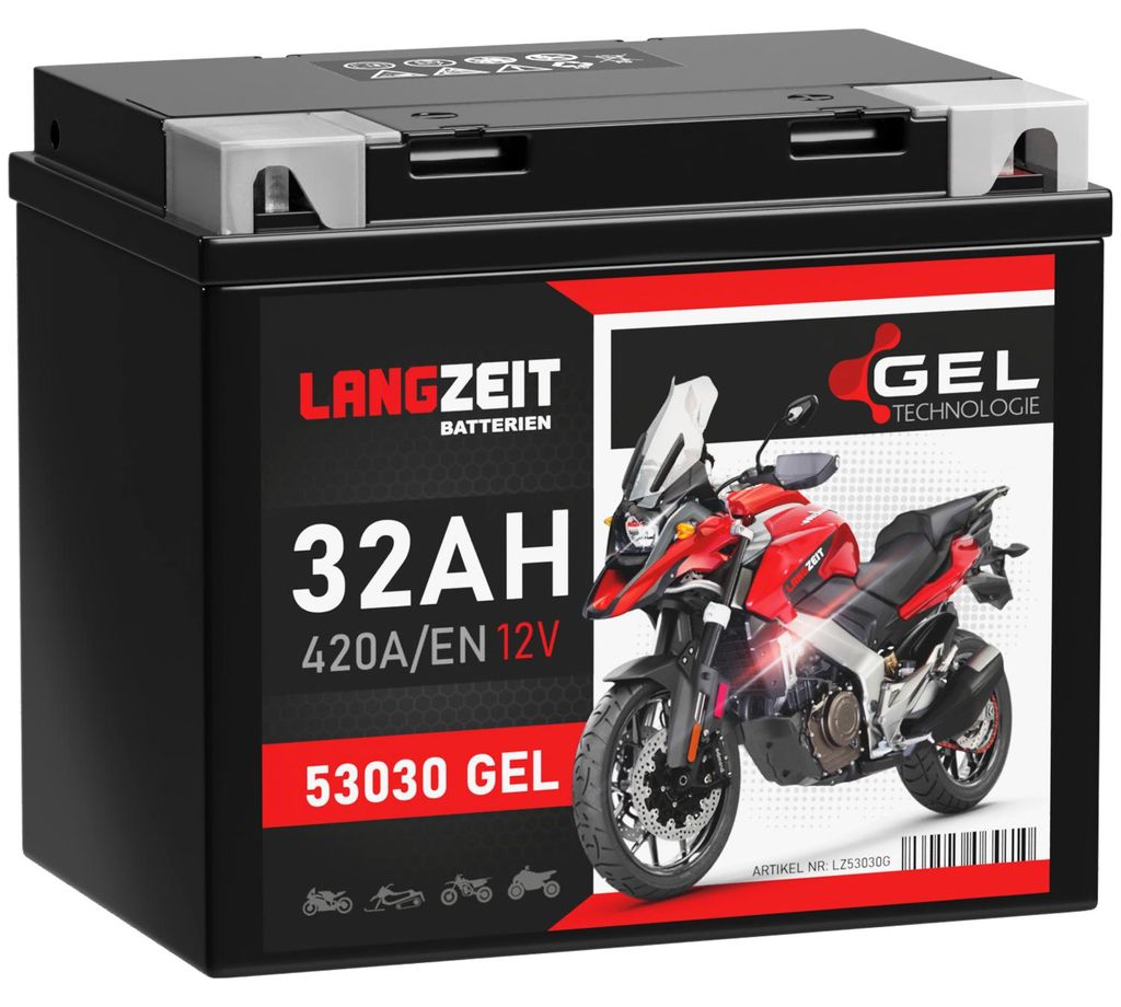 LANGZEIT Y60-N30L-A GEL Motorradbatterie 12V 32Ah 420AEN Produktbild 