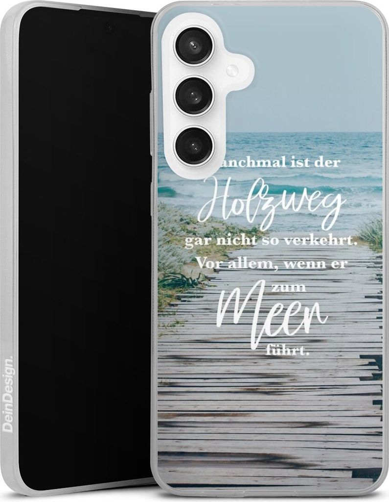 DeinDesign Slim Hülle für Samsung Galaxy S24 FE 5G Silikon Case Ultra Dünn Handyhülle Statement Strand Spruch