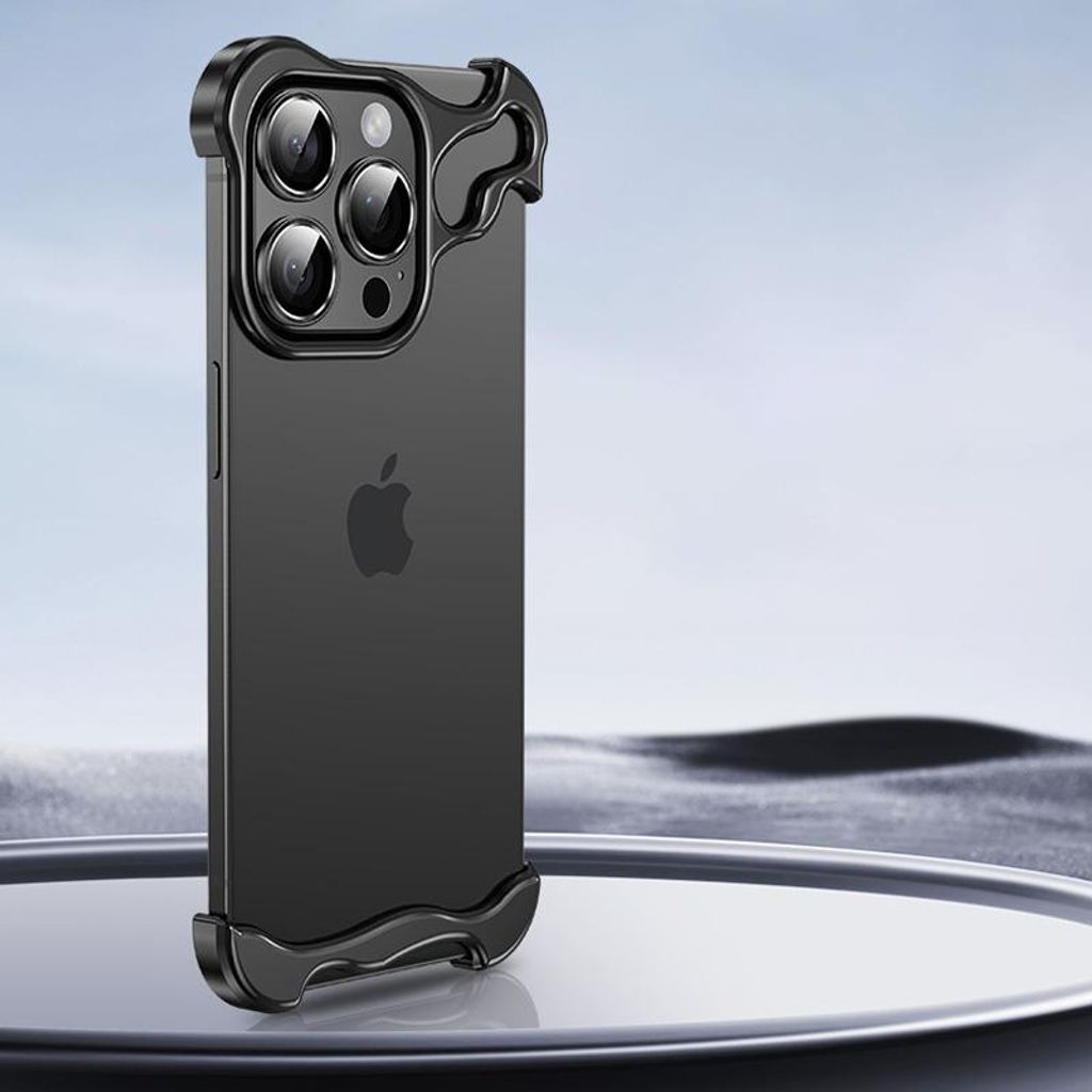 INF Einzigartige Metallrahmenhülle mit Objektivschutz für iPhone 13 Pro Schwarz