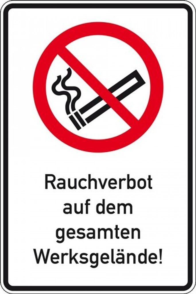 Dreifke Schild I Verbots-Kombischild Rauchverbot auf dem Werksgelände, Alumi...
