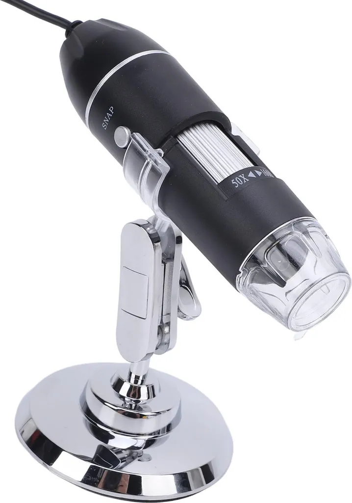 Microscopio USB 1600x portatile elettronico 3 in 1 digitale portatile con supporto rotante 360 8 luci LED
