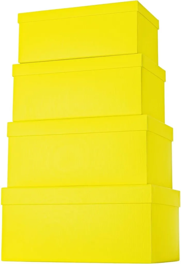 Set de 4 Boîtes Cadeaux Hautes Jaunes Stewo pour Emballages de Luxe
