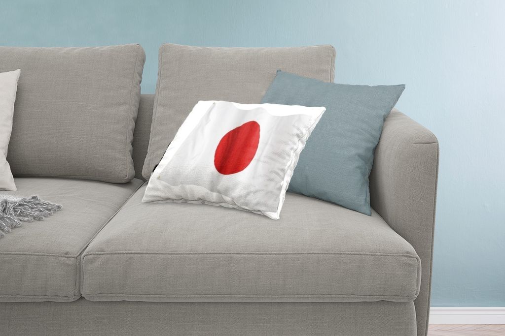 MuchoWow Zierkissen Sofakissen Wohnzimmer Dekokissen 60x40 cm Die Flagge von Japan auf weißem Hintergrund - Kopfkissen - Polster mit Foto