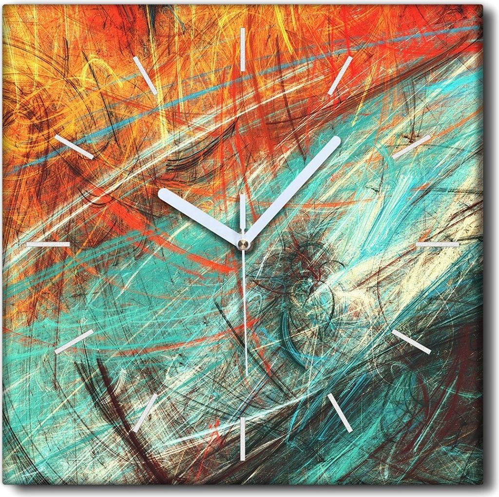 Coloray Uhr auf Leinwand 30x30 cm Wand Uhr Dekoration Wohnzimmer Segeltuch weiße Zeiger -Abstraktion Kunstkunst