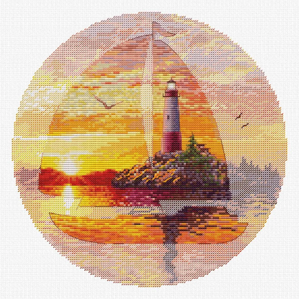 Kit point de croix Vers le rêve 24x24cm avec fils coton et toile Aida