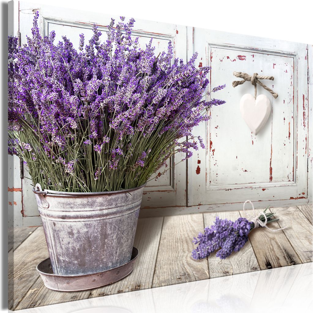 Modernes Wandbild b-C-0647-b-a (120x80 cm) - 1 Teilig Bilder Fotografie auf Leinwand Foto Bild Dekoration Wand Bilder Kunstdruck LAVENDEL HERZ