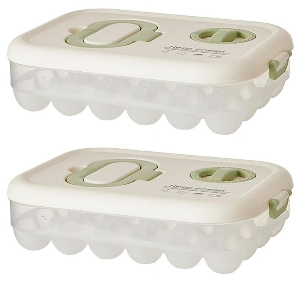 Eierbox 24 Stück 2er Set stapelbar Kühlschrank Eierbehälter mit Deckel Griff Frischhaltebox Kunststoff transparent Küchen Organizer