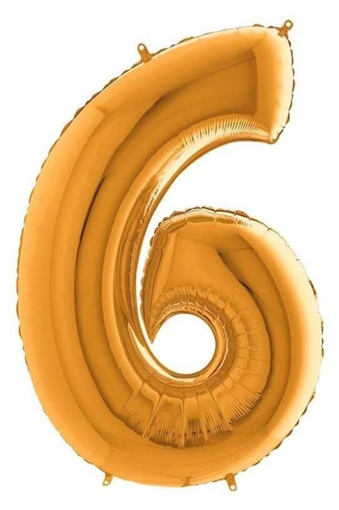 Folienballon Zahl 6, Gold, 66 cm Grabo Produktbild 