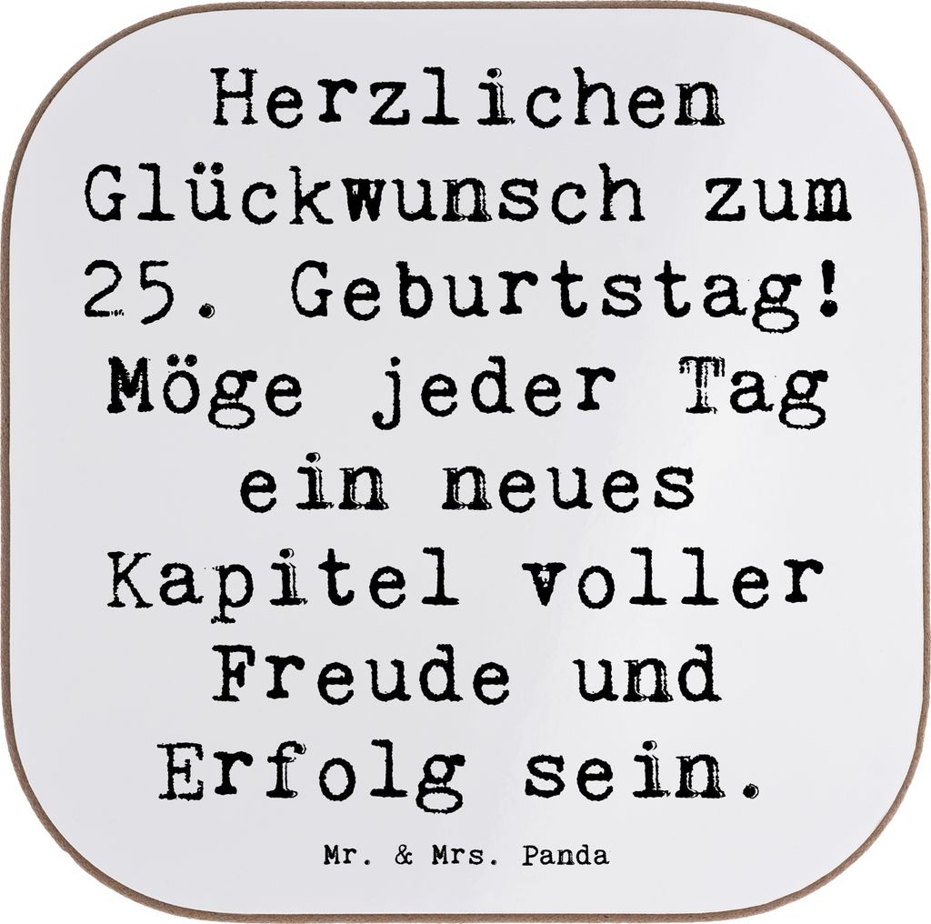 Mr. & Mrs. Panda Tassenuntersetzer Spruch 25. Geburtstag - Weiß - Geschenk, Handgefertigt, Herzlichen Glückwunsch, gläseruntersetzer, Happy Birt...