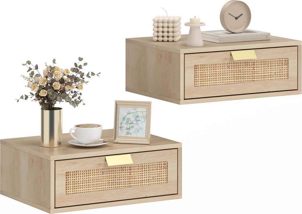 Wandmontierte Nachttische - Set mit 2 - Schublade mit Produktbild 