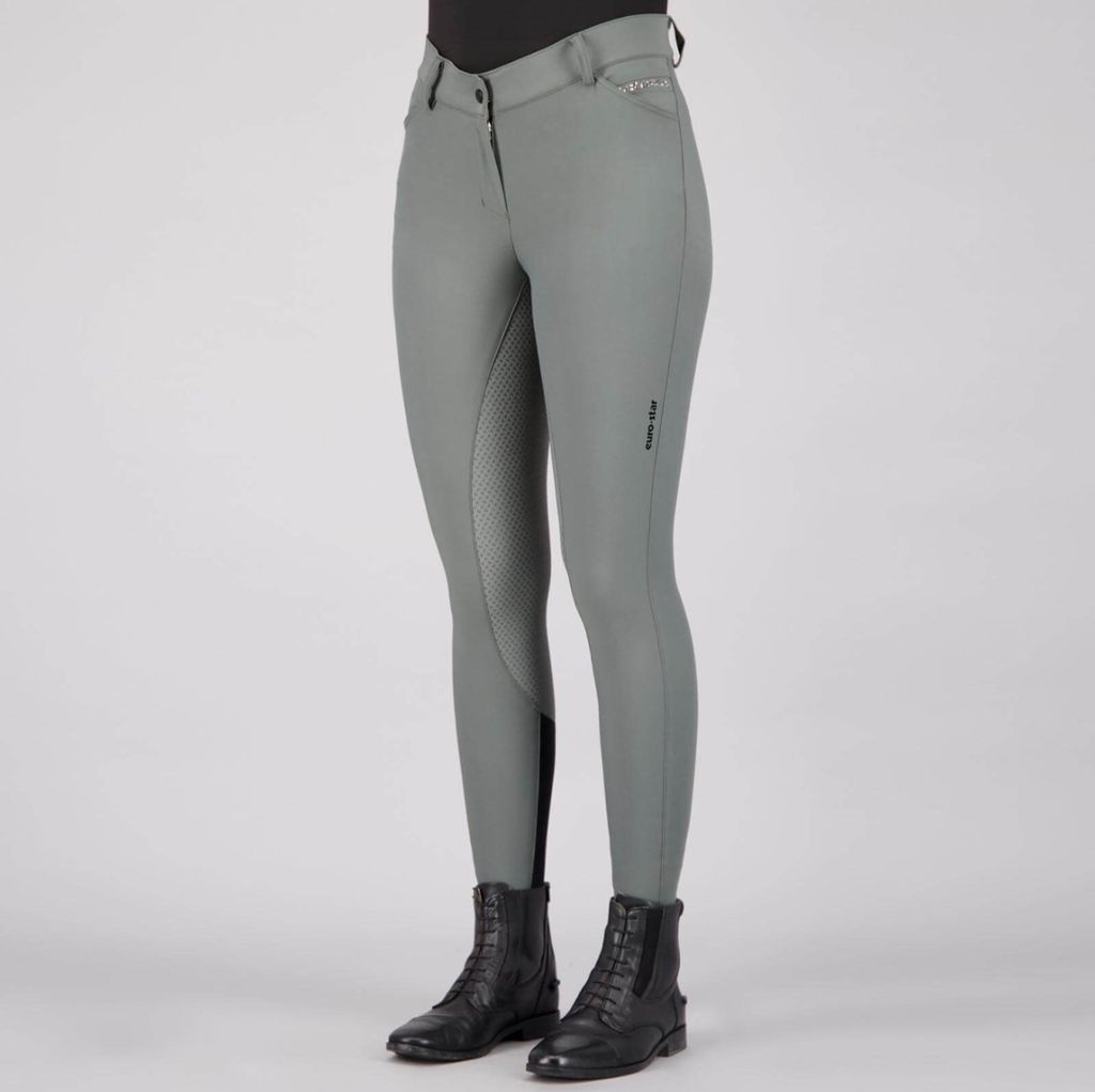 Euro-Star Reithose Damen ESArista Fashion Diamond Classic Full Grip Vollbesatz Damenreithose Castor Grey 42