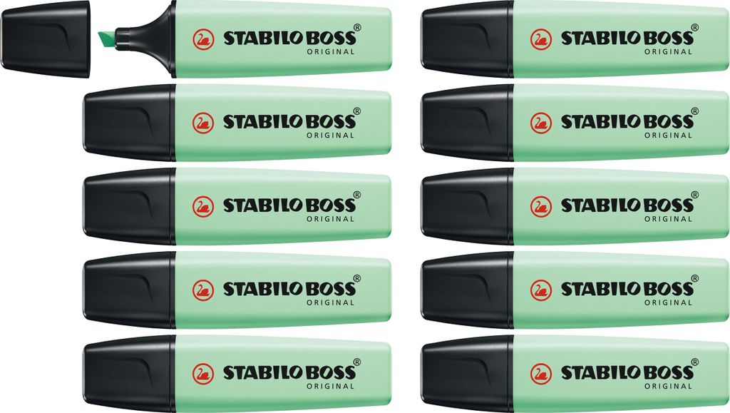 Textmarker - STABILO BOSS ORIGINAL Pastel - 10er Pack - Hauch von Minzgrün