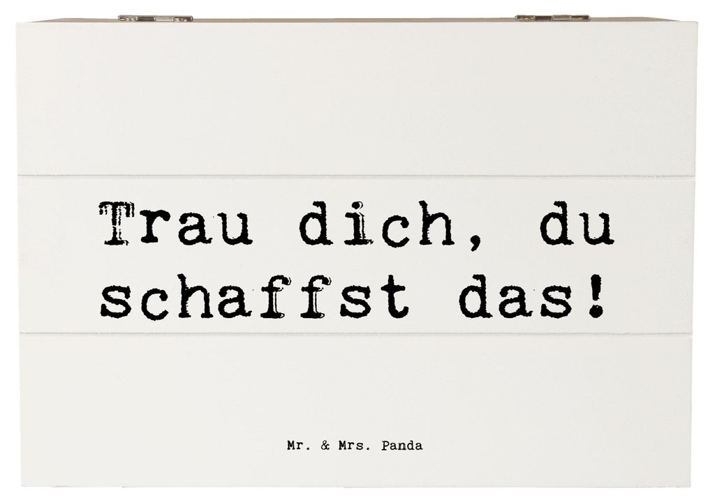 Mr. & Mrs. Panda Box Spruch Angst überwinden 22 x 15 cm - Weiß - Geschenk, Holzbox, Schatzkiste, Stärke, Geschenkbox, Freiheit, Trost, Ermutigun...