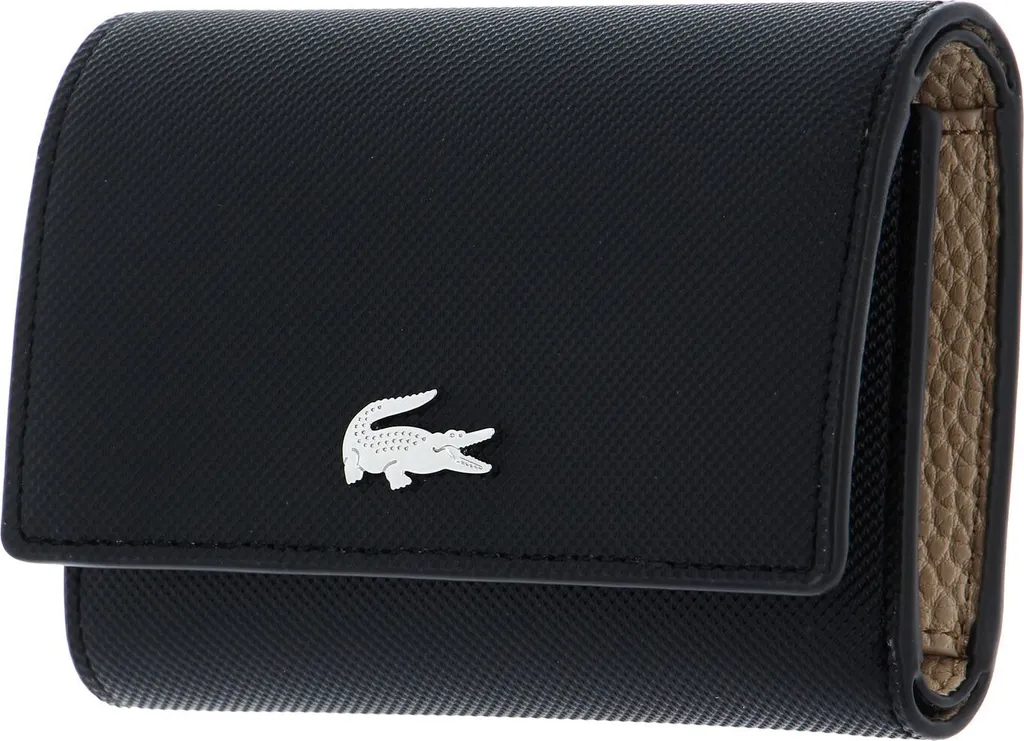 Porte-monnaie Lacoste Compact Wallet Noir Krema zippé et élégant