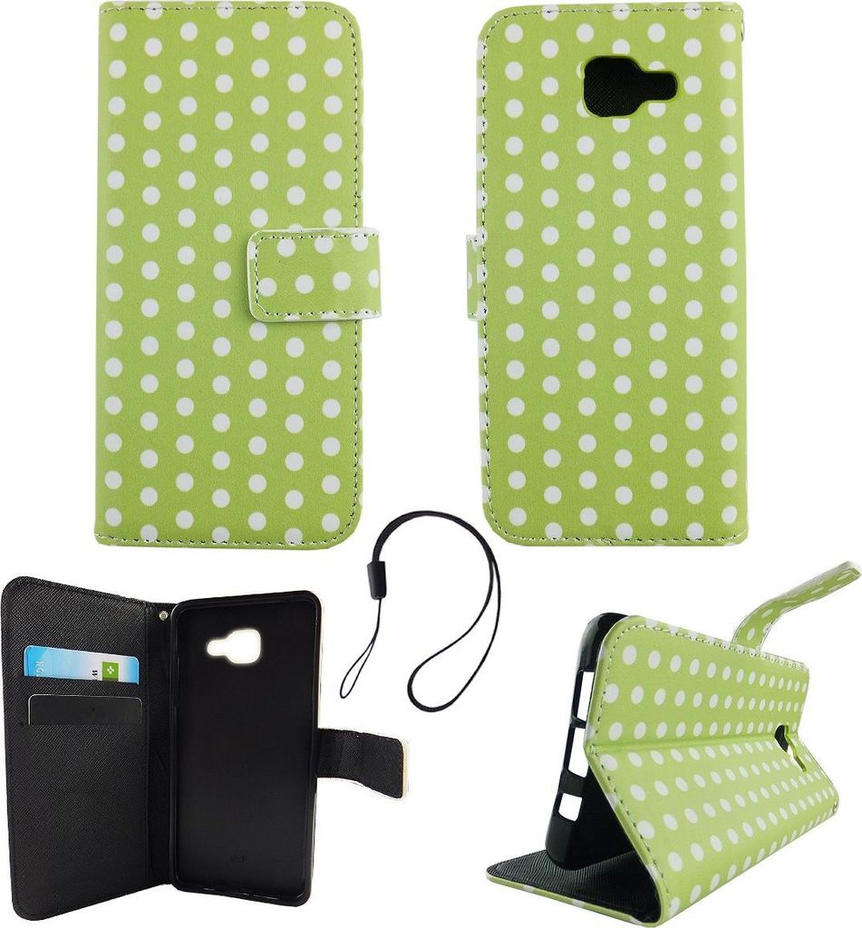 Handyhülle Tasche für Handy Samsung Galaxy A5 2016 Polka Dot Grün Weiss