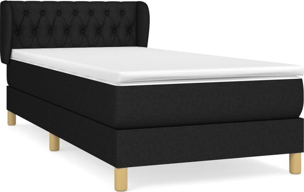 Boxspringbett mit Matratze Schwarz 90x200 cm Stoff
