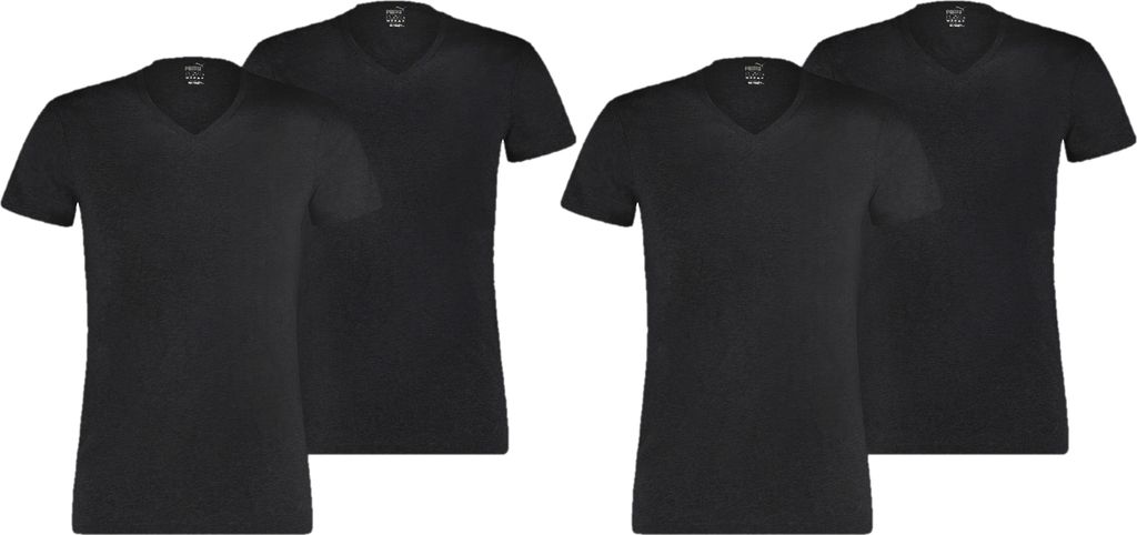 Puma Herren V-Neck Shirts 4er Pack Schwarz Black Baumwolle Produktbild 