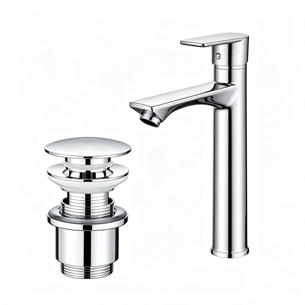 Homelody Chrom Wasserhahn Bad mit Universal Ablaufgarnitur Produktbild 