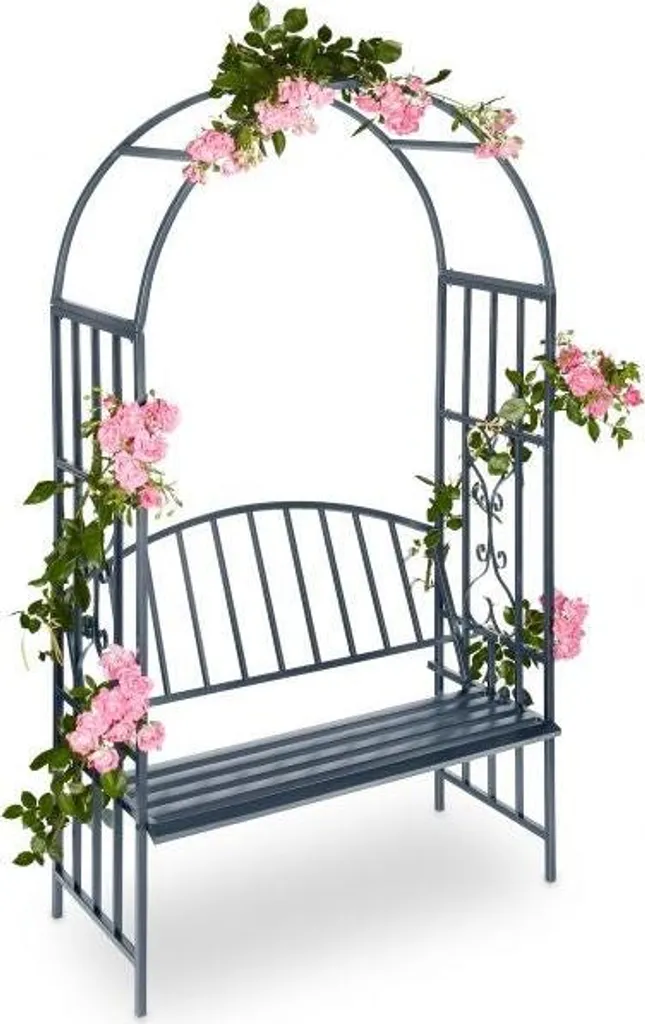 Pergola arche de jardin avec banc intégré 2 personnes décoratif en acier