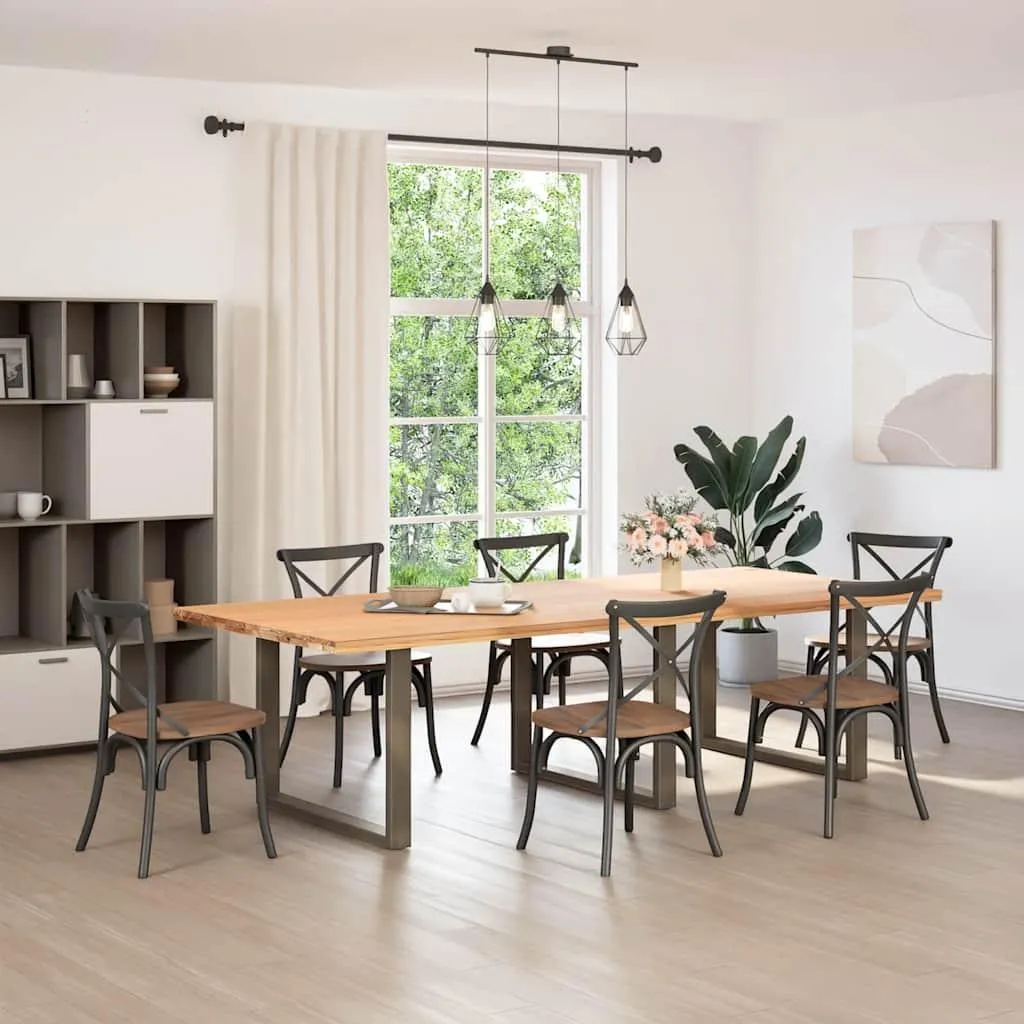 vidaXL Gambe del tavolo da pranzo a U 3 pz. Acciaio naturale 100x(72-73) cm Acciaio