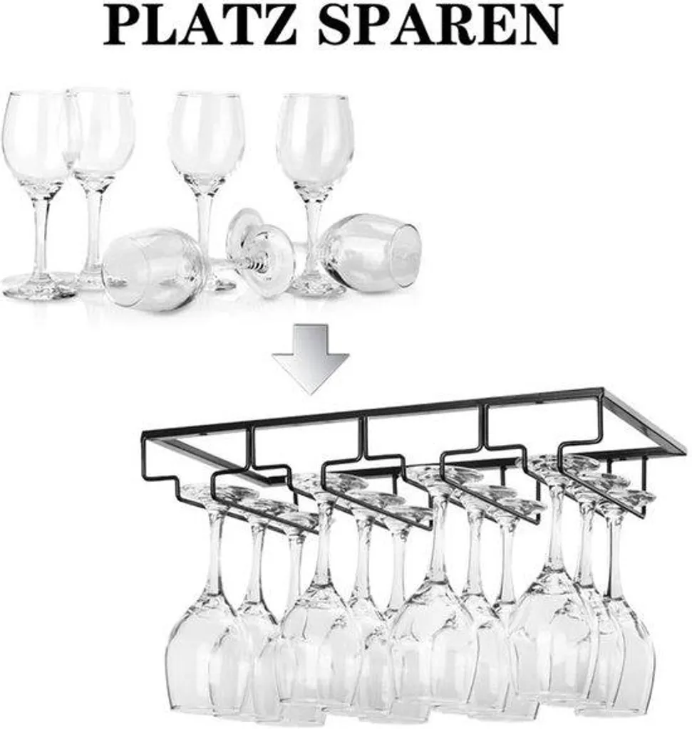 Porte-verres gain de place 40cm en métal, fixation sous meuble haut