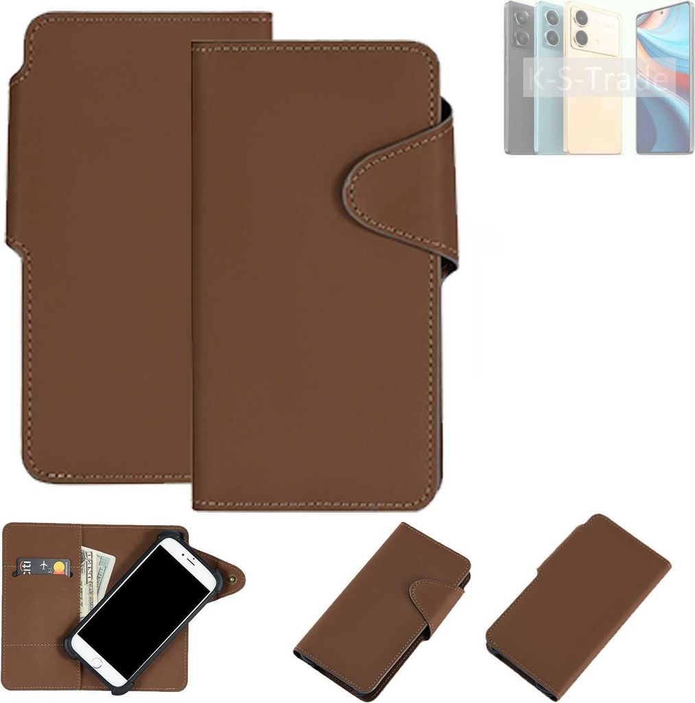 K-S-Trade Schutzhülle Klapphülle Kunstleder kompatibel mit Xiaomi Redmi Note 13R Pro braun Handy Hülle Wallet Case