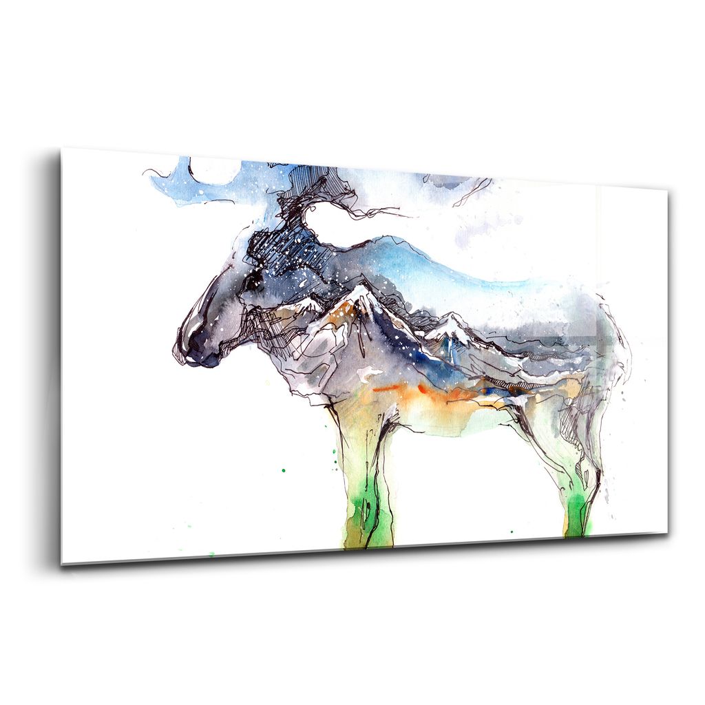 Glasmalerei - dekorative Malerei - moderne Malerei - 100x50 - Berglandschaft