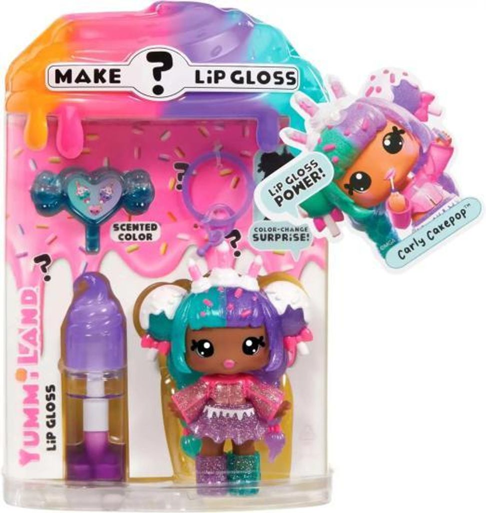 Yummiland Lip Gloss Doll: Mystery Color Change - Carly Cakepop