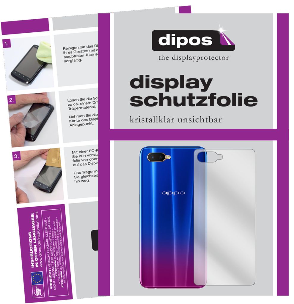 6x Schutzfolie für Oppo R15x Rückseite klar Displayschutzfolie Display Schutz