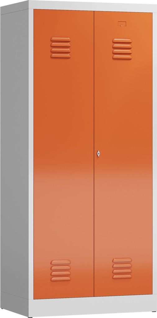 Spind Spindschrank 2 Abteile mittig schließend 180x80x50cm lichtgrau/feuerrot X-515424