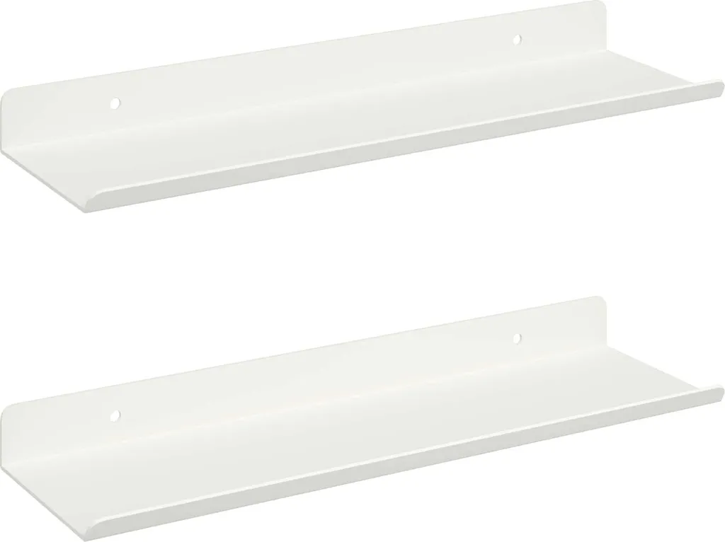 Scaffale sospeso Montaggio a parete 2 pezzi Bianco 30 x 9 x 2,5 cm Acciaio