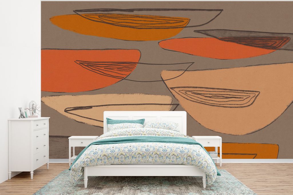 MuchoWow Fototapete für Wohnzimmer oder Schlafzimmer Wandtapete Vinyl Motivtapete Abstrakt - Vintage - Formen - Pastell - 320x240 cm - Tapeten