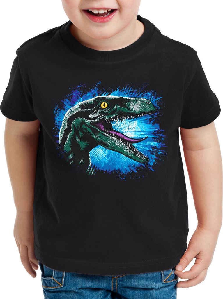 style3 Velociraptor Blue Kinder T-Shirt dinosaurier park