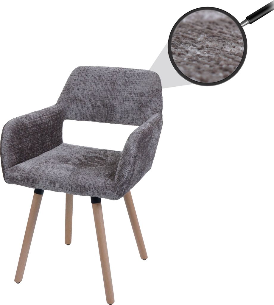 Esszimmerstuhl HWC-A50 II, Stuhl Küchenstuhl Polsterstuhl, Holz Stoff/Textil Chenille (465g/m²) braun