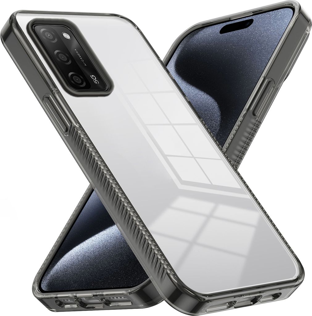 Hülle für Oppo A55 5G Rutschfest Kristallklare Stoßfeste TPU Bumper Handyhülle Schwarz