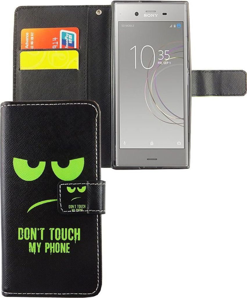 Handyhülle Tasche für Handy Sony Xperia XZ1 Dont Touch My Phone Grün