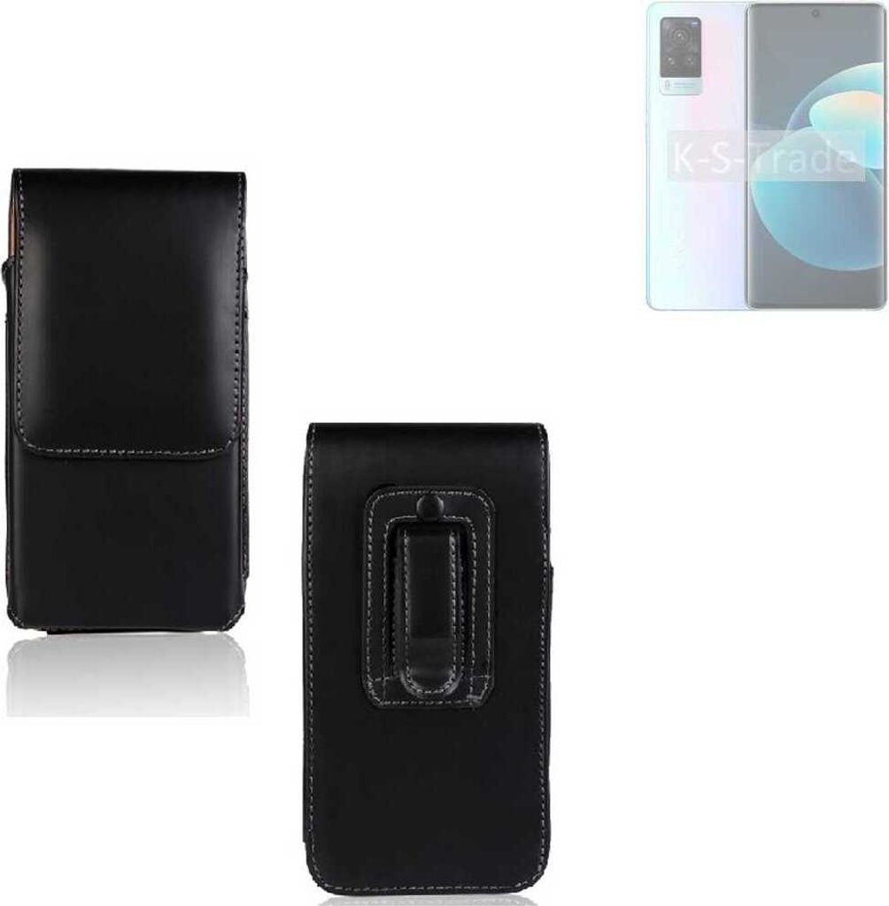 K-S-Trade Gürteltasche kompatibel mit Vivo X60 Pro Schutz Hülle Handy Hülle mit Magnetverschluss Holster in schwarz