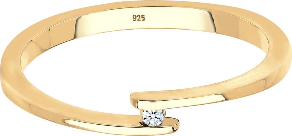 ELLI Verlobungsring 925 Sterling Silber rhodiniert Solitär-Diamant (0,015 ct)