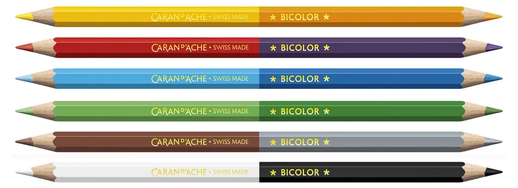 Caran d'Ache 1285706 Swisscolor Bicolor Crayons Aquarelle Boîte de 6