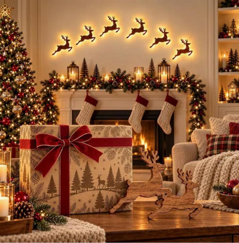 Wanddeko für Weihnachten,(7 Stück)Beleuchtete mit