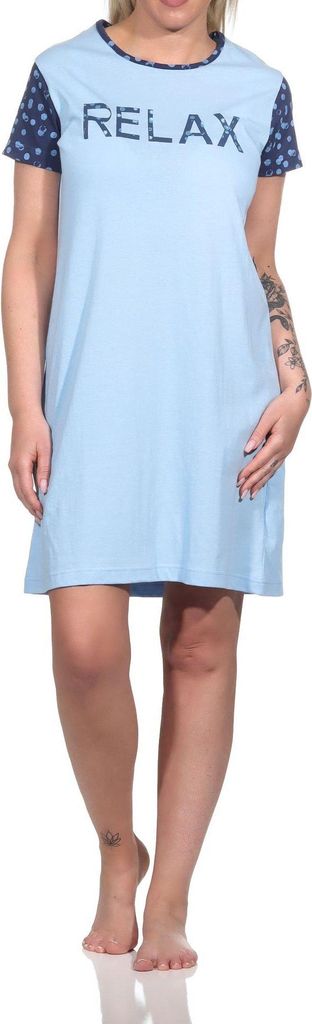 Kurzarm Damen Nachthemd im Casual Look - 122 214 10 757 ; hellblau , 40-42