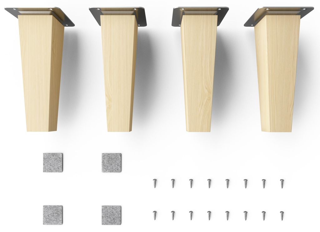 4x sossai Holzfüße eckig - gerade Ausführung 15cm Buche Produktbild 