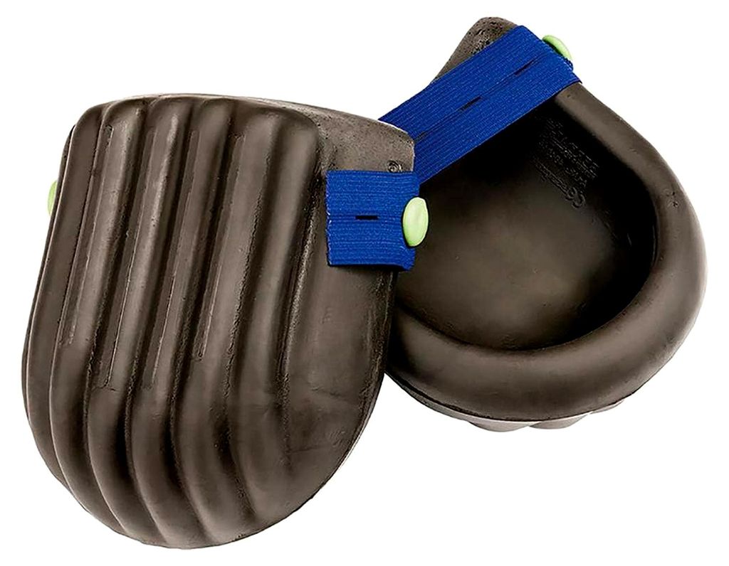 Knieschoner aus PolyurethanSchaumstoff mit elastischem Riemen, 1 Paar, Schwarz/Blau