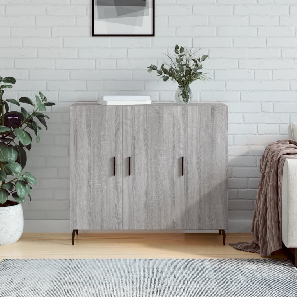 Eleganter Sideboard - Kommode, Anrichte, Modern minimalistisches - Grau Sonoma 90x34x80 cm Holzwerkstoff GermanyMöbel 53332 - Kommoden