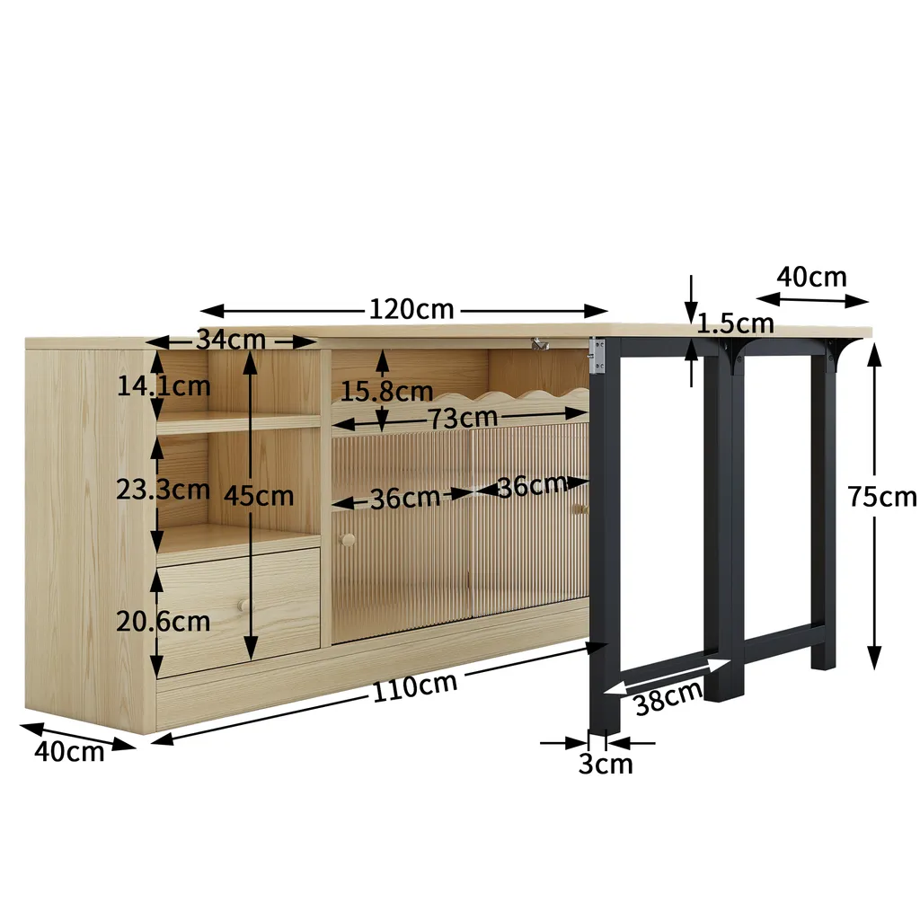 Table de repas pivotante à 360° pliante avec armoire de rangement - 3