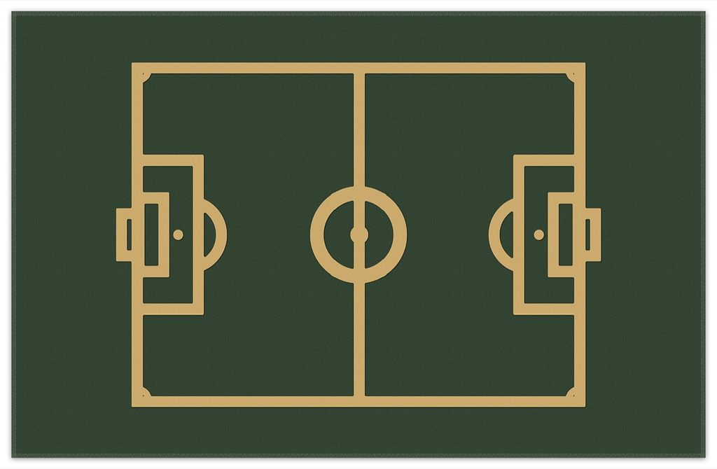 Wallario Premium Teppich, Größe 90 x 140 cm, Fußball - Fußballfeld gezeichnet in grün und gelb