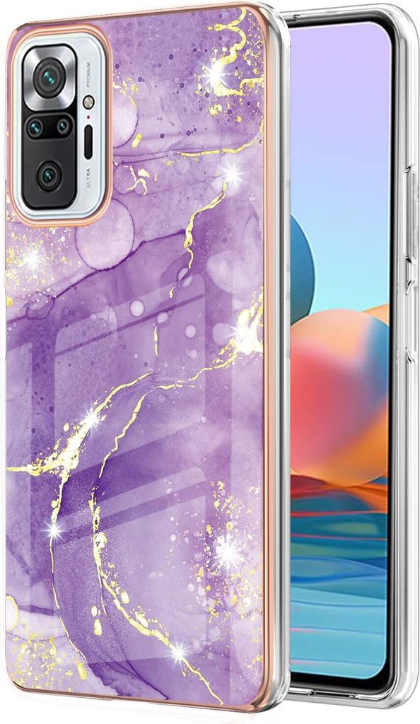 Redmi Note 10 Pro Hülle, Ultra Dünn Marmor Handyhülle Anti-Shock Soft TPU Bumper Schutzhülle für Xiaomi Redmi Note 10 Pro/10 Pro Max Violett